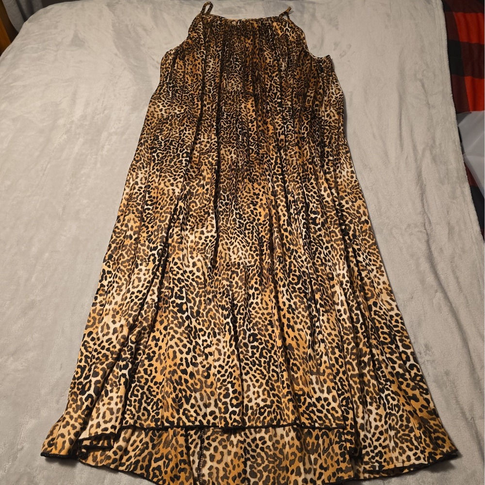 Nina Leonard Women's X-large Sleeveless Flowy Animal Print Dress Mob Wife